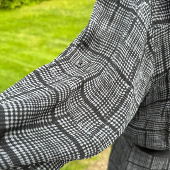 RAG & BONE 100% Silk Shirtdress Fit-and-Flare Gray Black Plaid Dress - Size 6 - Picture 3 of 11